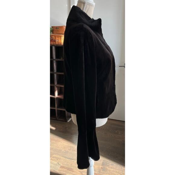 Genuine Black Sheared Mink Real Fur Luxury Coat Jacket Bell Sleeve Authentic 6 - Picture 14 of 16